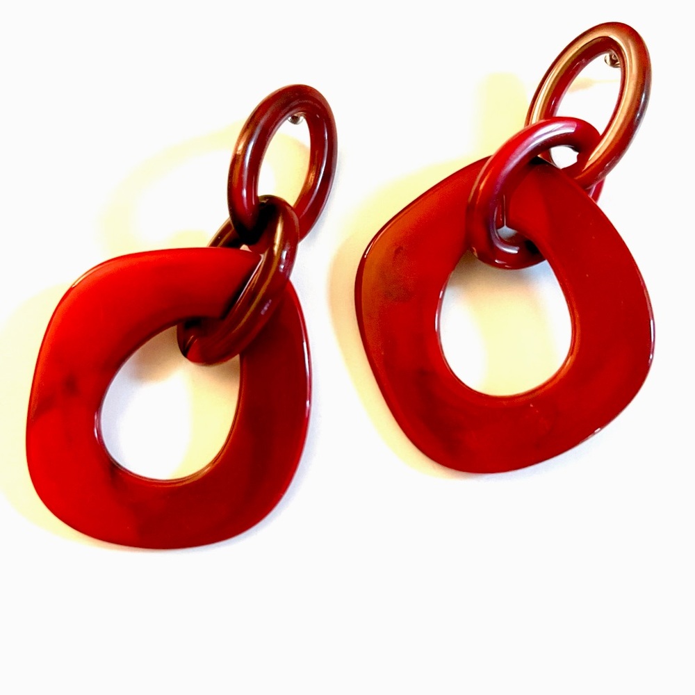 Chunky red retro earrings